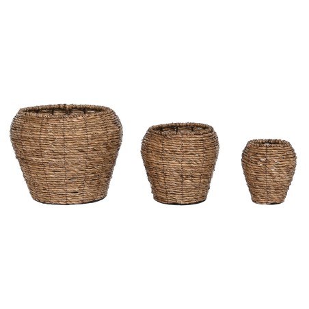 Set de pots de fleurs Home ESPRIT Marron Métal Fibre 41 x 41 x 32 cm