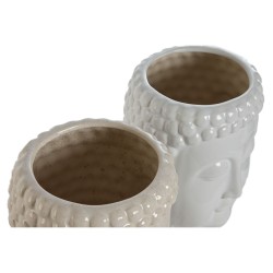 Planter Home ESPRIT White Beige Ceramic 15 x 15 x 25 cm (2 Units)