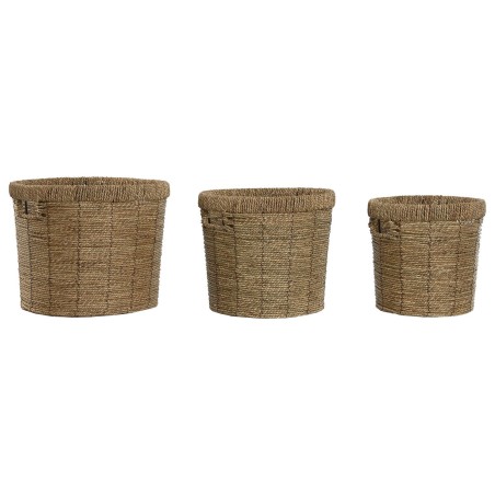 Set de pots de fleurs Home ESPRIT Marron Métal Fibre Tropical 36 x 36 x 29 cm