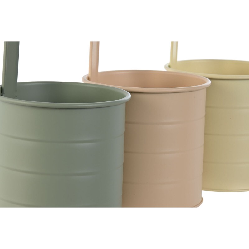 Cache-pot Home ESPRIT Jaune Vert Ambre Rose clair Métal 11,5 x 11,5 x 21 cm (3 Unités)