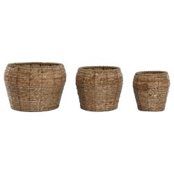 Set de pots de fleurs Home ESPRIT Naturel Métal Fibre Tropical 32 x 32 x 25 cm