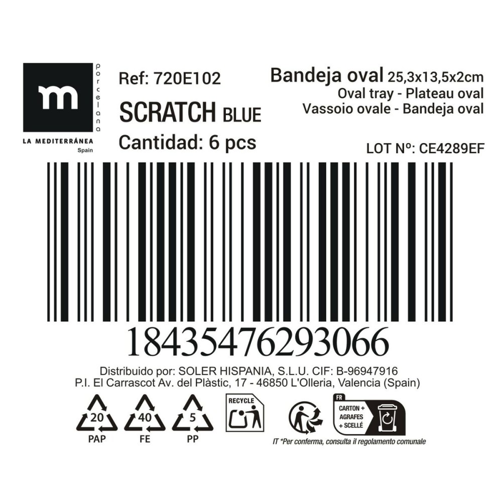 Serving Platter La Mediterránea Scratch blue (12 Units)