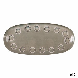 Serving Platter La Mediterránea Almudena Grey Oval 33 x 14,8 x 2,7 cm (12 Units)