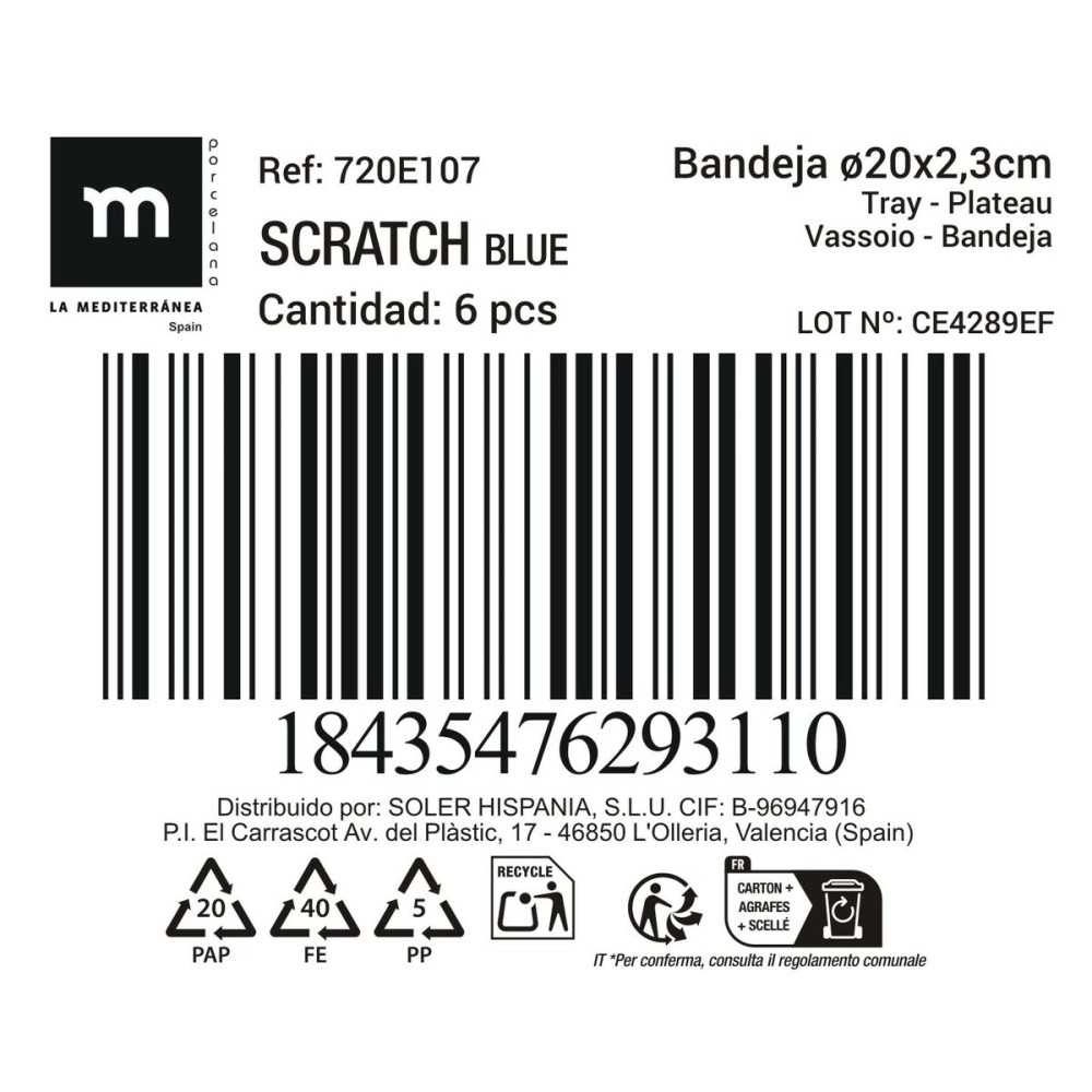 Serving Platter La Mediterránea Scratch blue (18 Units)