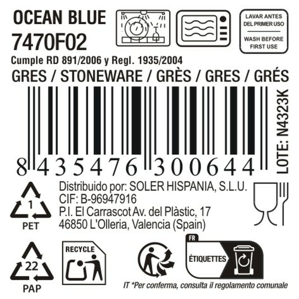 Assiette plate La Mediterránea Ocean blue (12 Unités)