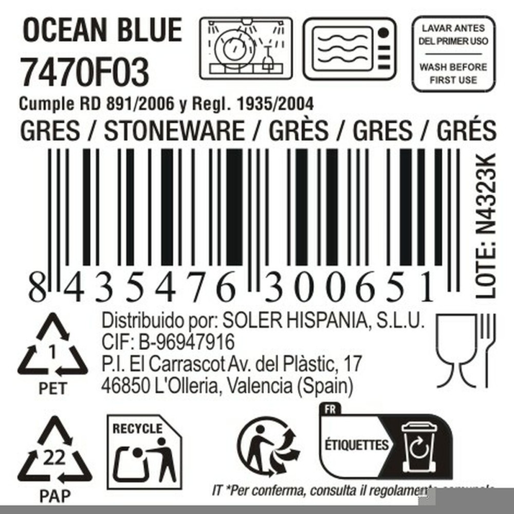 Assiette plate La Mediterránea Ocean blue (12 Unités)