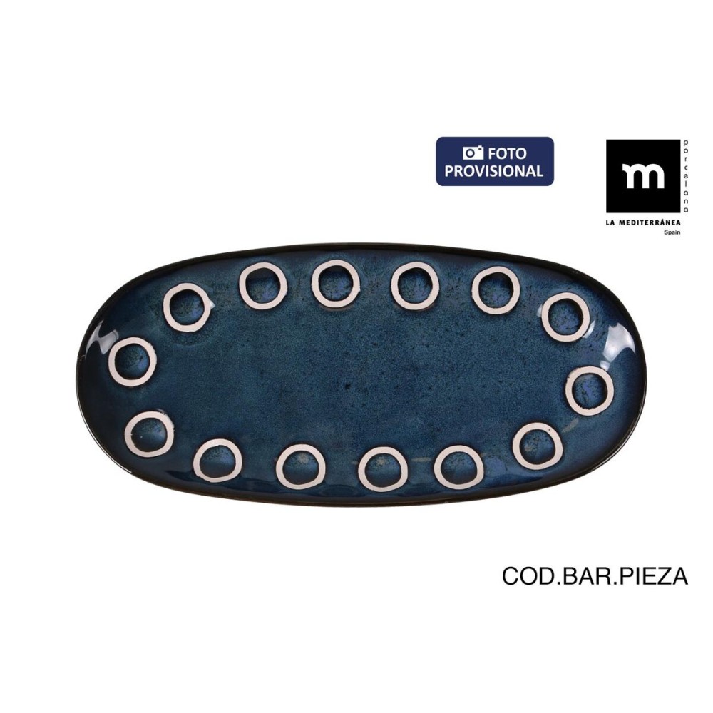 Plat à Gratin La Mediterránea Almudena Bleu Oblongue 25 x 12 x 2,2 cm (24 Unités)