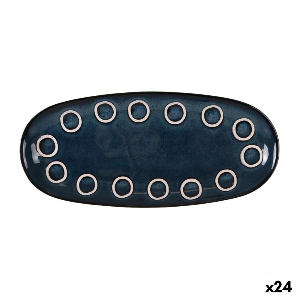 Serving Platter La Mediterránea Almudena Blue Oval 29 x 13,5 x 2,4 cm (24 Units)