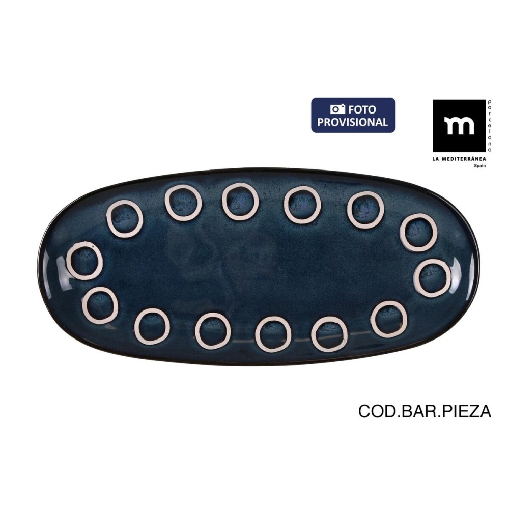 Serving Platter La Mediterránea Almudena Blue Oval 29 x 13,5 x 2,4 cm (24 Units)
