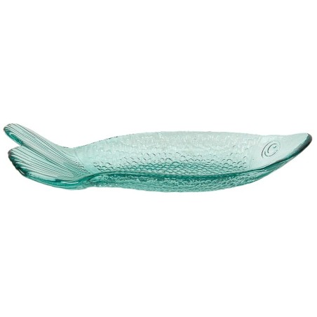 Decorative Plate Romimex Turquoise Glass Fish 30 x 5 x 12 cm