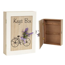 Key cupboard Romimex White MDF Wood 21 x 26 x 6 cm Bicycle