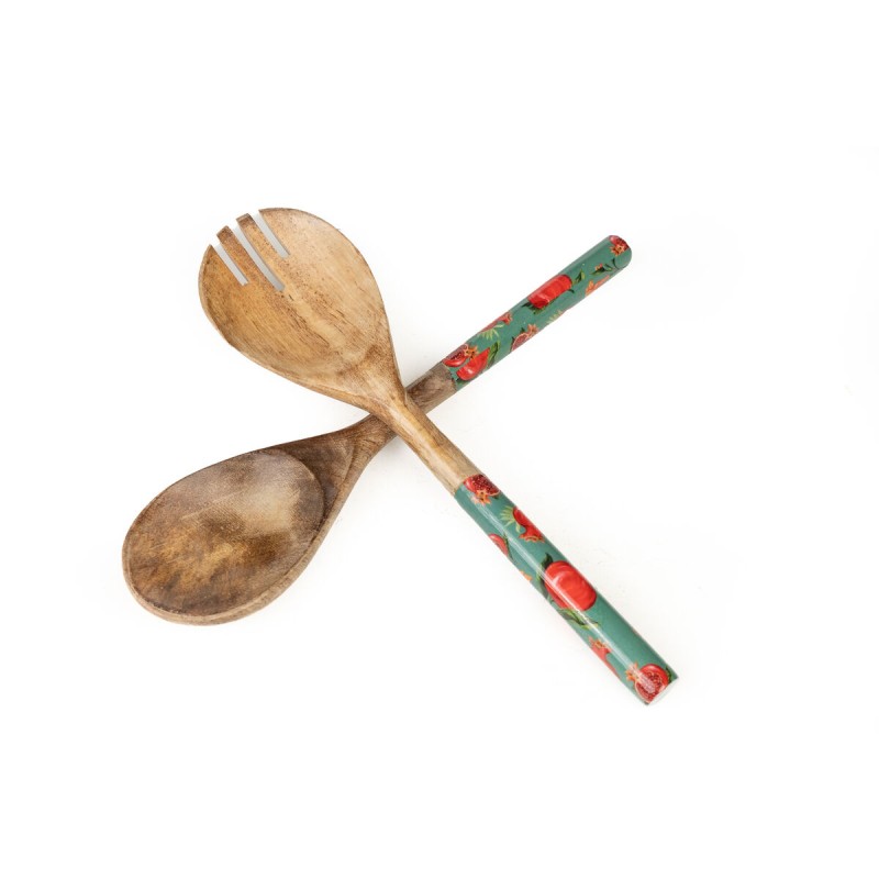 Salad serving utensils Romimex Red Green Mango wood (2 Pieces)