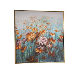 Cadre Huile Romimex Bois Toile Fleurs 82 x 82 x 5 cm