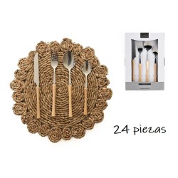 Set de couverts Romimex Argenté Métal 28 x 7 x 19 cm 24 Pièces