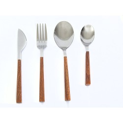 Set de couverts Romimex Marron Argenté Acier inoxydable Plastique 28 x 4 x 18 cm 4 Pièces