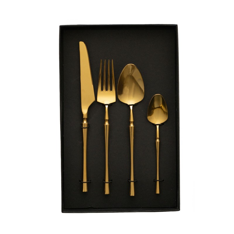 Cutlery set Romimex Golden Metal 25 x 4 x 16 cm 4 Pieces