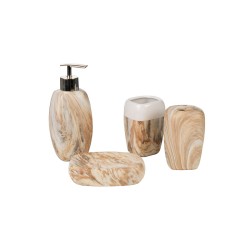 Badezimmer Set Romimex Weiß Beige aus Keramik 12 x 34 x 12 cm 4 Stücke