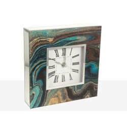 Table clock Romimex Blue Golden Glass 20 x 20 x 5 cm