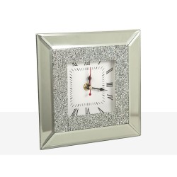 Table clock Romimex Silver Glass 20 x 5 x 20 cm