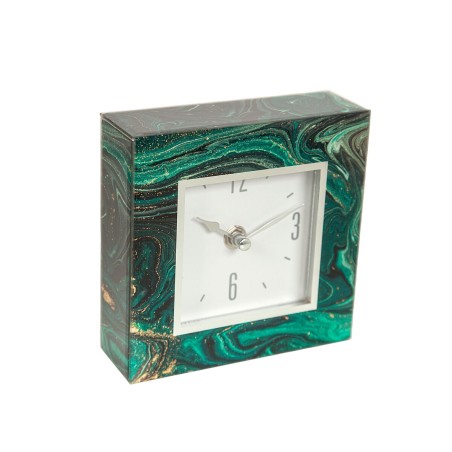 Horloge de table Romimex Vert Transparent Crème verre 14 x 14 x 4 cm