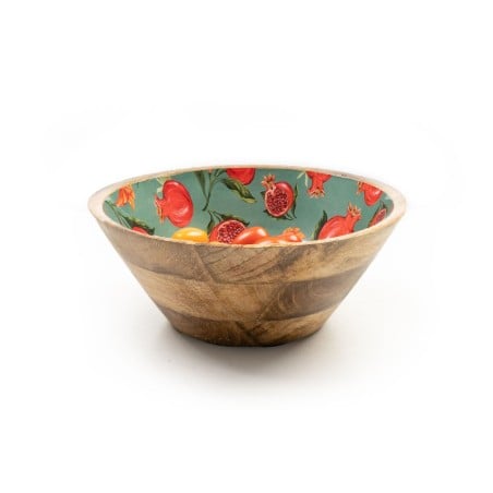 Bowl Romimex Red Green Mango wood Pomegranate 25 x 10 x 25 cm