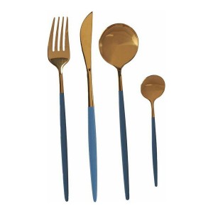 Besteck-Set Kinvara BST-CT022 Grau Gold Edelstahl 16 x 5 x 24,5 cm