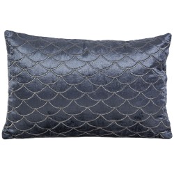 Coussin Romimex Bleu foncé Velours 45 x 10 x 30 cm Broderie