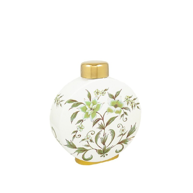 Potiche Romimex Multicouleur Porcelaine Fleurs 23 x 28 x 9 cm