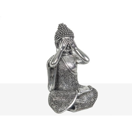 Decorative Figure Romimex Silver Buddha 15 x 24 x 13 cm