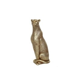 Decorative Figure Romimex Golden Leopard 12 x 25 x 8 cm