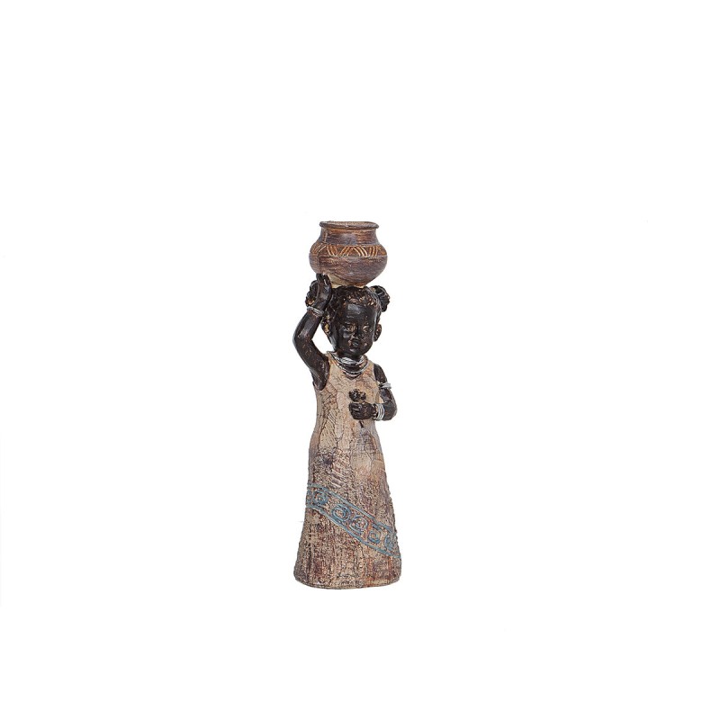 Decorative Figure Romimex Brown Natural African Woman 8 x 26 x 7 cm