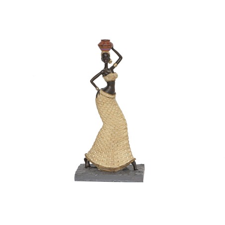 Deko-Figur Romimex Braun natürlich Afrikanerin 15 x 31 x 10 cm