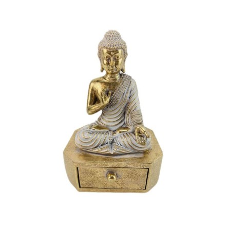 Deko-Figur Romimex Gold Buddha 11 x 17 x 9 cm