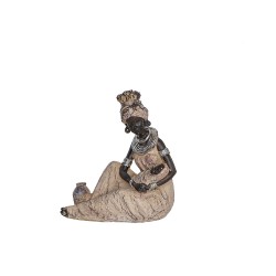 Deko-Figur Romimex Braun natürlich Afrikanerin 18 x 19 x 10 cm