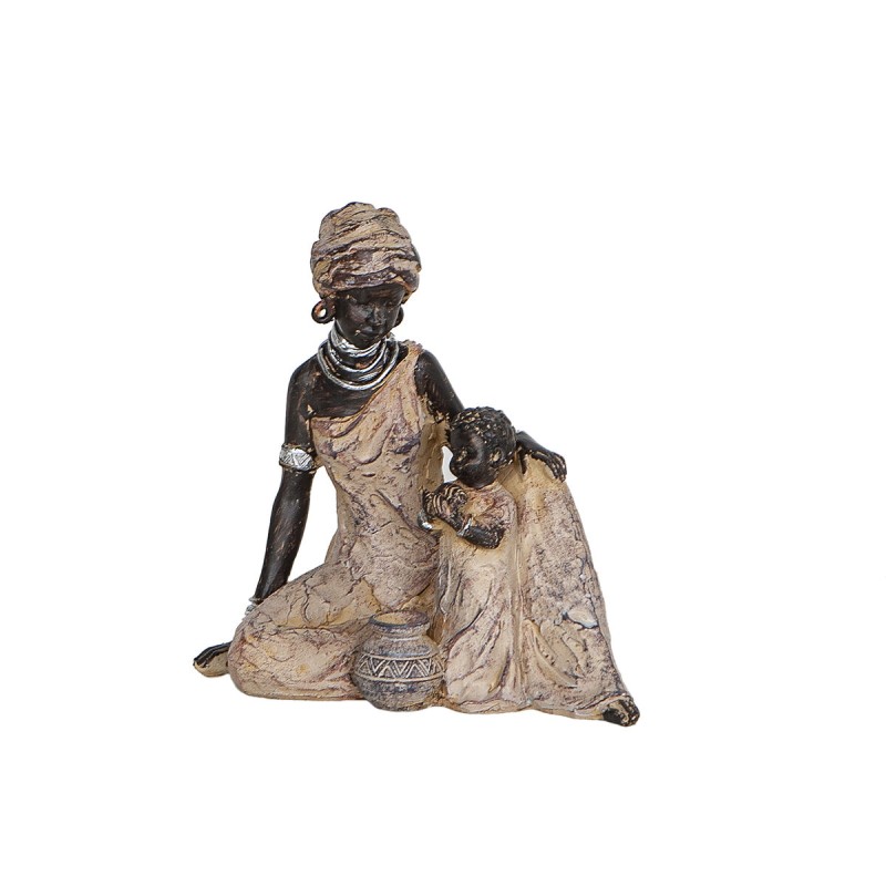 Deko-Figur Romimex Braun natürlich Afrikanerin 18 x 18 x 11 cm