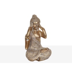 Deko-Figur Romimex Gold Buddha 15 x 24 x 13 cm