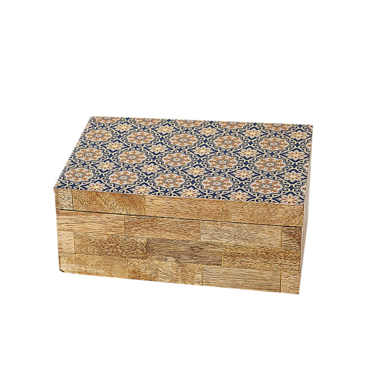 Dekorative Box Romimex Braun Beige Harz Holz MDF 18 x 8 x 13 cm