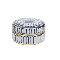 Boîte Décorative Romimex Bleu Blanc Porcelaine 15 x 7 x 15 cm