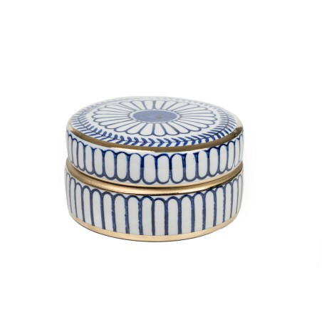 Decorative box Romimex Blue White Porcelain 15 x 7 x 15 cm