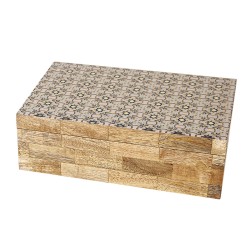 Boîte Décorative Romimex Marron Beige Résine Bois MDF 23 x 8 x 15 cm