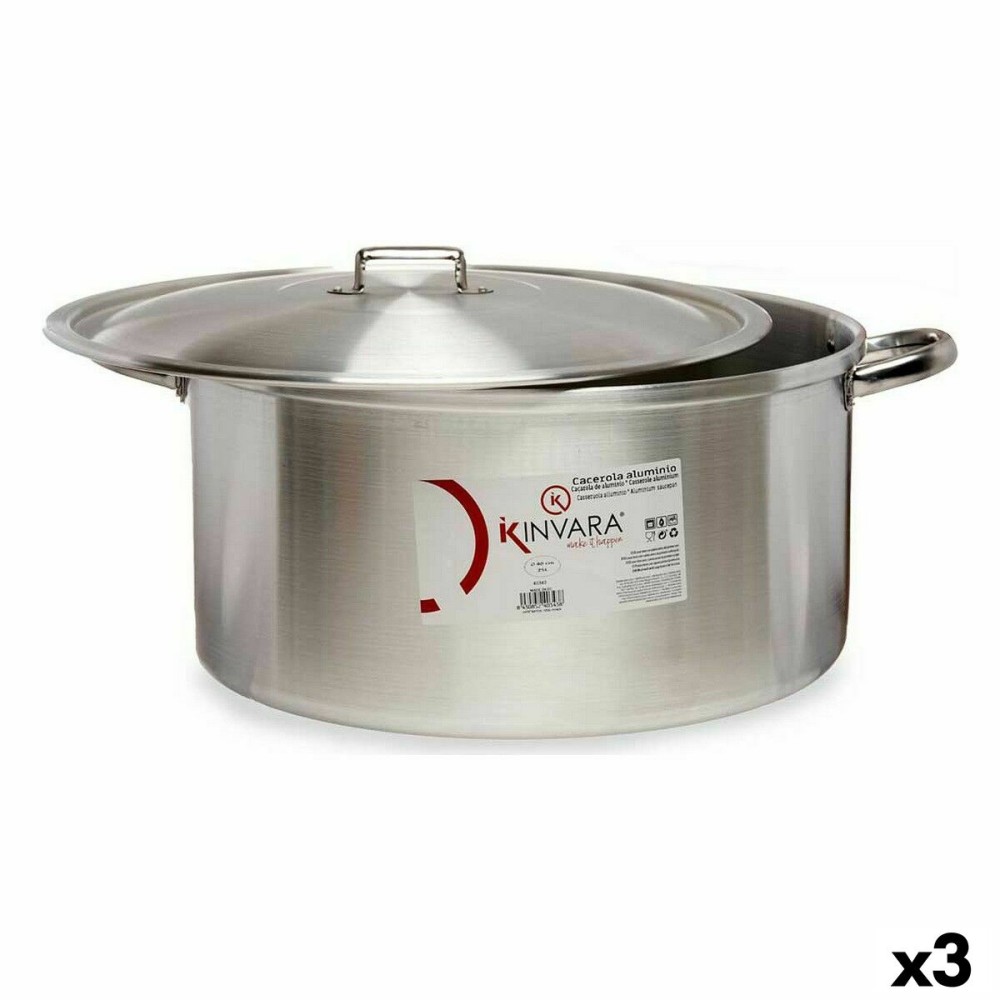 Topf mit Deckel Kinvara 100015 Silberfarben 53 x 24 x 43 cm (3 Stück)