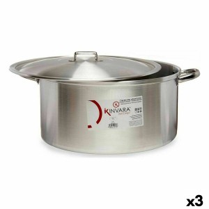 Topf mit Deckel Kinvara 100015 Silberfarben 53 x 24 x 43 cm (3 Stück)