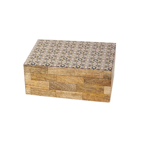 Decorative box Romimex Brown Beige Resin MDF Wood 18 x 8 x 13 cm