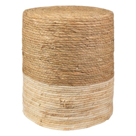 Stool Romimex White Natural Natural Fibre 33 x 39 x 33 cm