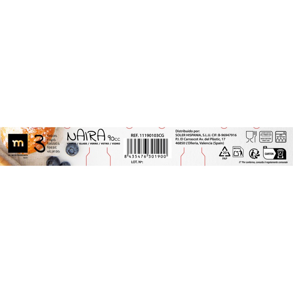 Lot de tasses La Mediterránea Naira 3 Pièces (24 Unités)