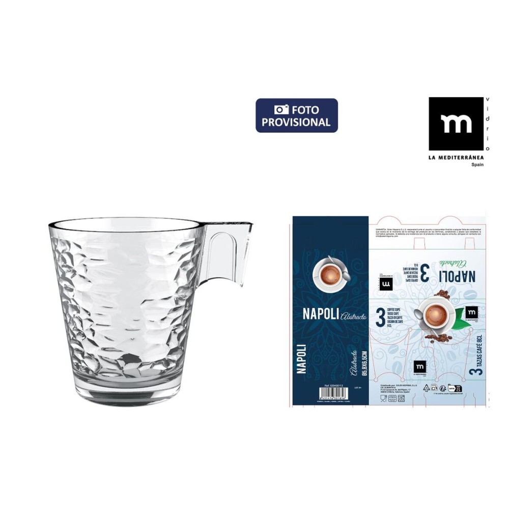 Set of Mugs La Mediterránea Napoli abstracto 3 Pieces (24 Units)