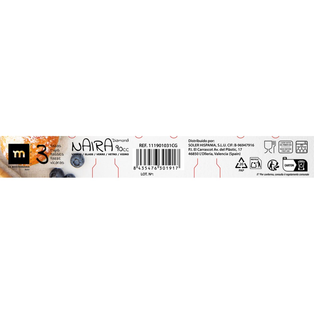 Lot de tasses La Mediterránea Naira 3 Pièces (24 Unités)