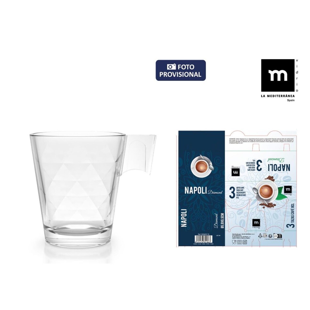 Set of Mugs La Mediterránea Napoli diamond 3 Pieces (24 Units)