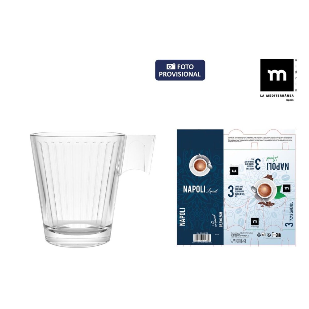 Set of Mugs La Mediterránea Napoli lineal 3 Pieces (24 Units)