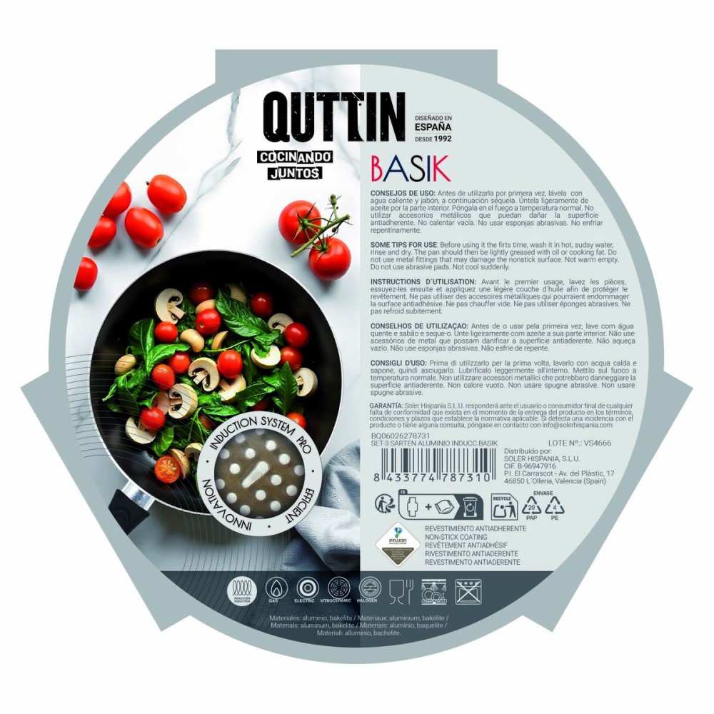 Set of pans Quttin Aluminium 24 cm 3 Pieces (4 Units)